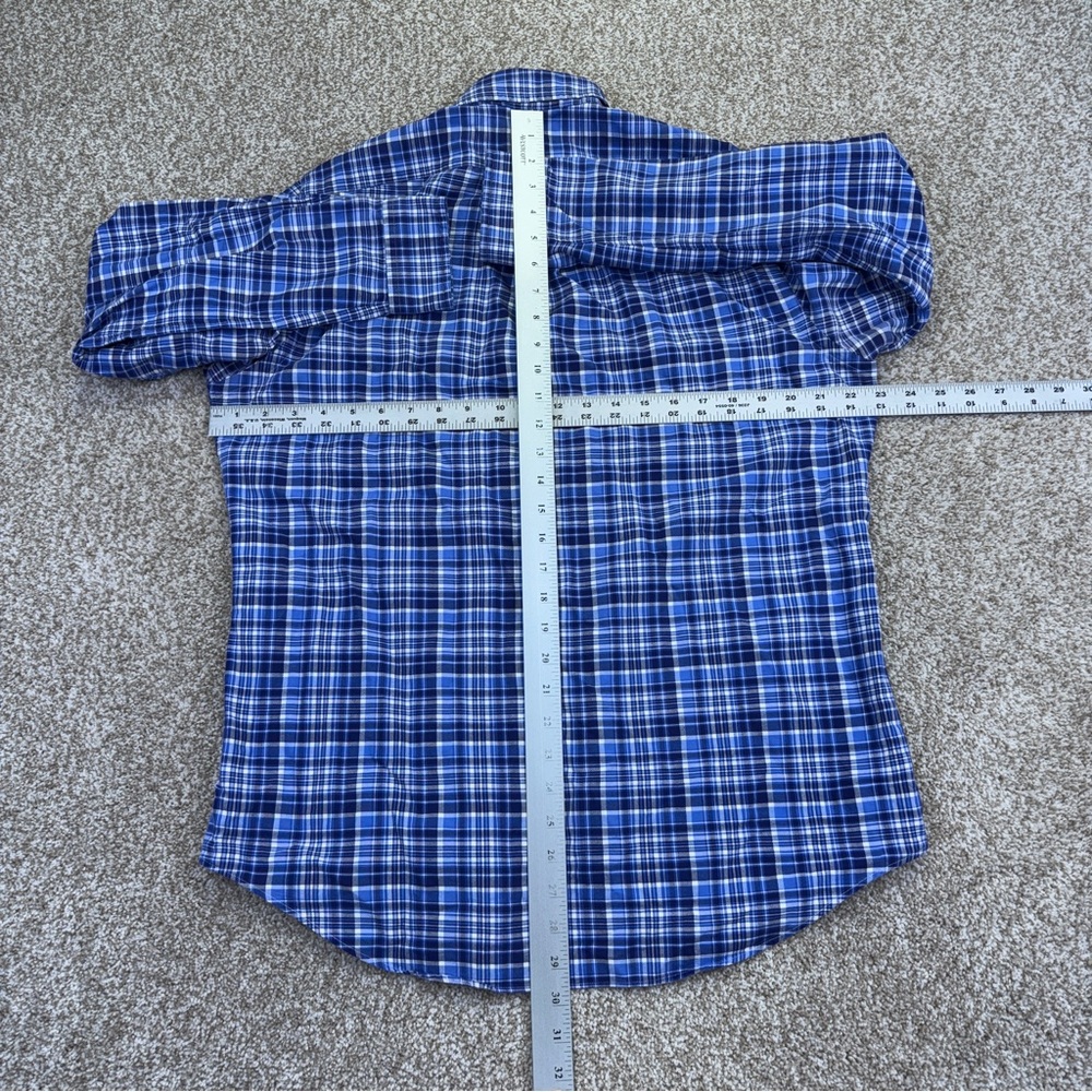 Ralph Lauren Button Down Shirt Men’s Size M Blue White Plaid Flesh Pony - Picture 7 of 16